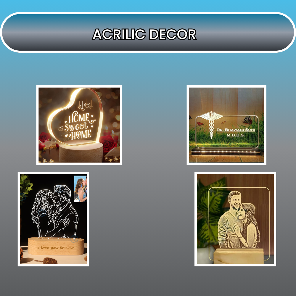 4 engraved acrylic decorations