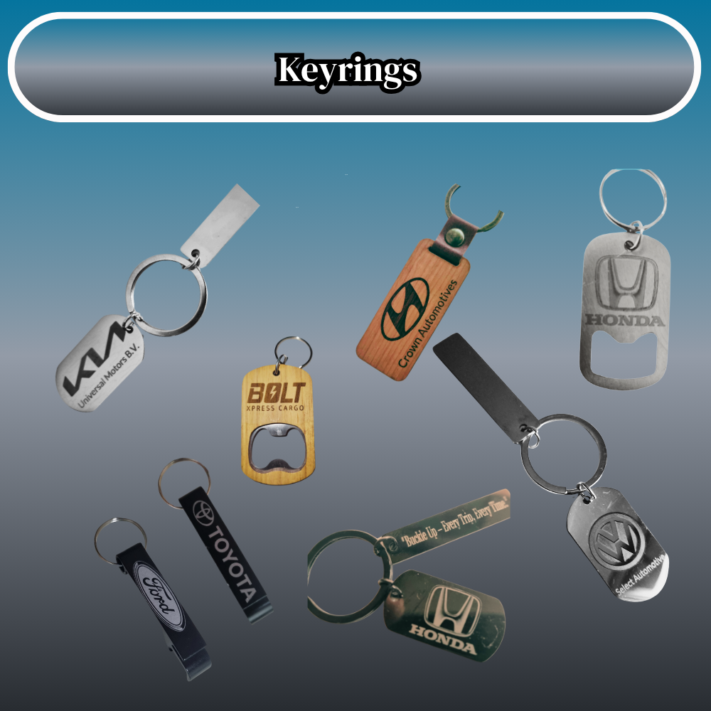 Diversed engraved promotional keyrings
