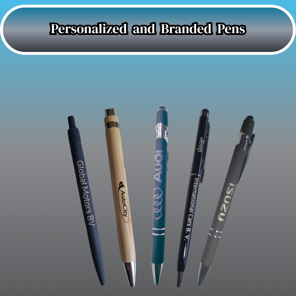 Diverse engraved promotional pens